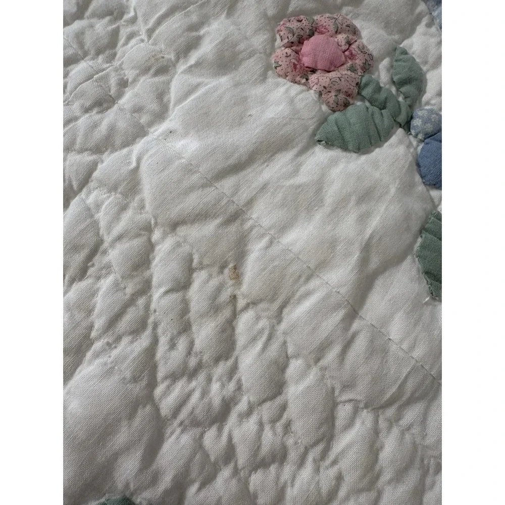 Vintage‎ Arch Cotton Handmade Appliqued Floral Quilt Pastel Colors Twin Cottage